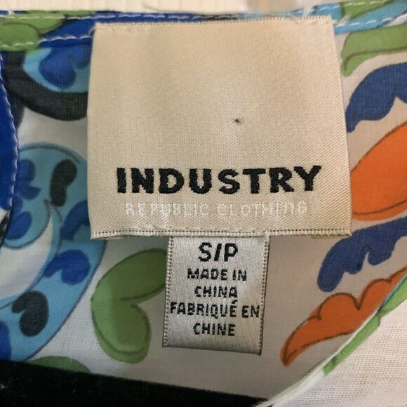 INDUSTRY Colorful Cotton Blouse Size Small - Picture 2 of 4